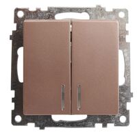 Выключатель двухклавишный с подсветкой Катрин (шампань) / Stekker GLS10-7102-02