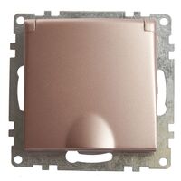 Розетка с заземлением, крышкой и защитными шторками Катрин (шампань) / Stekker GLS16-7112-02