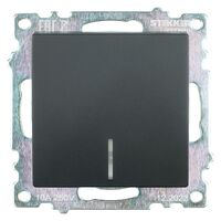 Выключатель одноклавишный с подсветкой Катрин (черный) / Stekker GLS10-7101-05