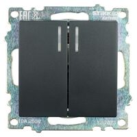 Выключатель двухклавишный с подсветкой Катрин (черный) / Stekker GLS10-7102-05