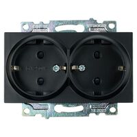 Розетка двойная с заземлением и защитными шторками Катрин (черный) / Stekker GLS16-7114-05