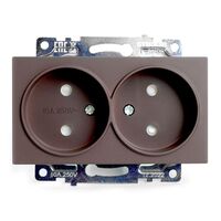 Розетка двойная без заземления с защитными шторками Катрин (шоколад) / Stekker GLS10-7113-04