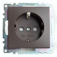 Розетка с заземлением и защитными шторками Катрин (шоколад) / Stekker GLS16-7110-04