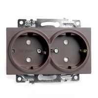 Розетка двойная с заземлением и защитными шторками Катрин (шоколад) / Stekker GLS16-7114-04
