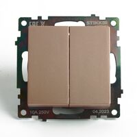 Переключатель двухклавишный Катрин (шампань) / Stekker GLS10-7107-02