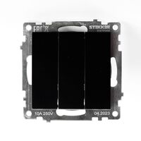 Выключатель трехклавишный Катрин (черный) / Stekker GLS10-7108-05