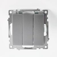 Выключатель трехклавишный Катрин (серебро) / Stekker GLS10-7108-03