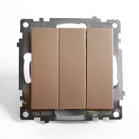 Выключатель трехклавишный Катрин (шампань) / Stekker GLS10-7108-02