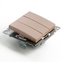 Выключатель трехклавишный Катрин (шампань) / Stekker GLS10-7108-02