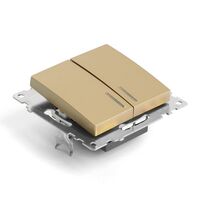 Выключатель двухклавишный с подсветкой Катрин (золото) / Stekker GLS10-7102-08