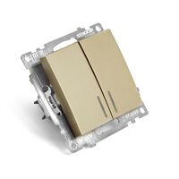 Выключатель двухклавишный с подсветкой Катрин (золото) / Stekker GLS10-7102-08