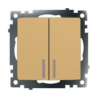 Выключатель двухклавишный с подсветкой Катрин (золото) / Stekker GLS10-7102-08