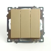 Выключатель трехклавишный Катрин (золото) / Stekker GLS10-7108-08