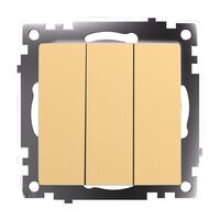 Выключатель трехклавишный Катрин (золото) / Stekker GLS10-7108-08