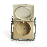Розетка с заземлением, крышкой и защитными шторками Катрин (золото) / Stekker GLS16-7112-08