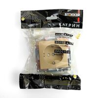 Розетка с заземлением и защитными шторками Катрин (золото) / Stekker GLS16-7110-08