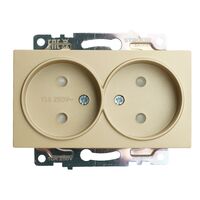 Розетка двойная без заземления с защитными шторками Катрин (золото) / Stekker GLS10-7113-08