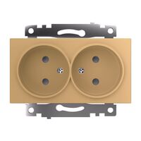 Розетка двойная без заземления с защитными шторками Катрин (золото) / Stekker GLS10-7113-08