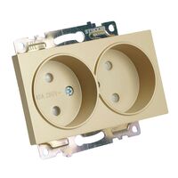 Розетка двойная без заземления с защитными шторками Катрин (золото) / Stekker GLS10-7113-08