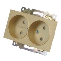 Розетка двойная без заземления с защитными шторками Катрин (золото) / Stekker GLS10-7113-08