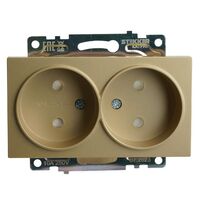 Розетка двойная без заземления с защитными шторками Катрин (золото) / Stekker GLS10-7113-08