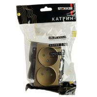 Розетка двойная без заземления с защитными шторками Катрин (золото) / Stekker GLS10-7113-08
