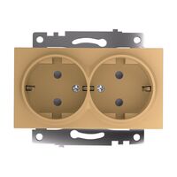 Розетка двойная с заземлением и защитными шторками Катрин (золото) / Stekker GLS16-7114-08