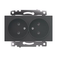 Розетка двойная без заземления с защитными шторками Катрин (графит) / Stekker GLS10-7113-06