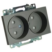 Розетка двойная без заземления с защитными шторками Катрин (графит) / Stekker GLS10-7113-06