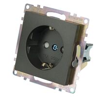 Розетка с заземлением и защитными шторками Катрин (графит) / Stekker GLS16-7110-06