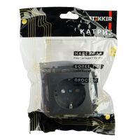 Розетка с заземлением и защитными шторками Катрин (графит) / Stekker GLS16-7110-06