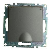 Розетка с заземлением, крышкой и защитными шторками Катрин (графит) / Stekker GLS16-7112-06