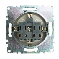 Розетка с заземлением, крышкой и защитными шторками Катрин (графит) / Stekker GLS16-7112-06