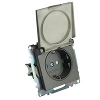 Розетка с заземлением, крышкой и защитными шторками Катрин (графит) / Stekker GLS16-7112-06