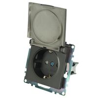 Розетка с заземлением, крышкой и защитными шторками Катрин (графит) / Stekker GLS16-7112-06