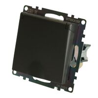 Розетка с заземлением, крышкой и защитными шторками Катрин (графит) / Stekker GLS16-7112-06