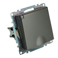 Розетка с заземлением, крышкой и защитными шторками Катрин (графит) / Stekker GLS16-7112-06