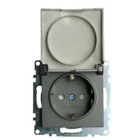 Розетка с заземлением, крышкой и защитными шторками Катрин (графит) / Stekker GLS16-7112-06