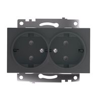 Розетка двойная с заземлением и защитными шторками Катрин (графит) / Stekker GLS16-7114-06