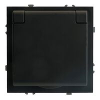 Розетка без заземления, с крышкой и защитными шторками Эмили (черный уголь) / Stekker RST16-5113-05