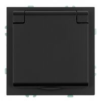 Розетка с заземлением, крышкой и защитными шторками Эмили (черный уголь) / Stekker RST16-5112-05