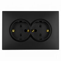 Розетка двойная с заземлением и защитными шторками Эмили (черный уголь) / Stekker RST16-5114-05