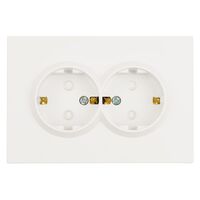 Розетка двойная с заземлением и защитными шторками Эмили (белый фарфор) / Stekker RST16-5114-01