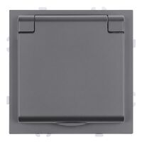 Розетка с заземлением, крышкой и защитными шторками Эмили (платиново-серый) / Stekker RST16-5112-10