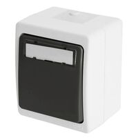 Выключатель одноклавишный самовозвратный с окном для маркировки Велена (серый/графит) / Stekker PSW10-114-54