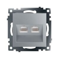 Розетка компьютерная RJ-45 двойная Катрин (серебро) / Stekker GLS00-7109-03