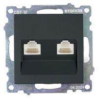 Розетка компьютерная RJ-45 двойная Катрин (черный) / Stekker GLS00-7109-05