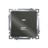 Розетка USB тип A+C Катрин (графит) / Stekker GLS10-7116-06