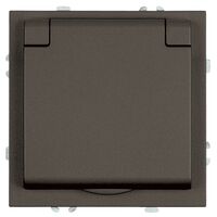 Розетка с заземлением, крышкой и защитными шторками Эмили (антрацит) / Stekker RST16-5112-09