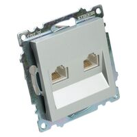 Розетка компьютерная RJ-45 двойная Катрин (серебро) / Stekker GLS00-7109-03